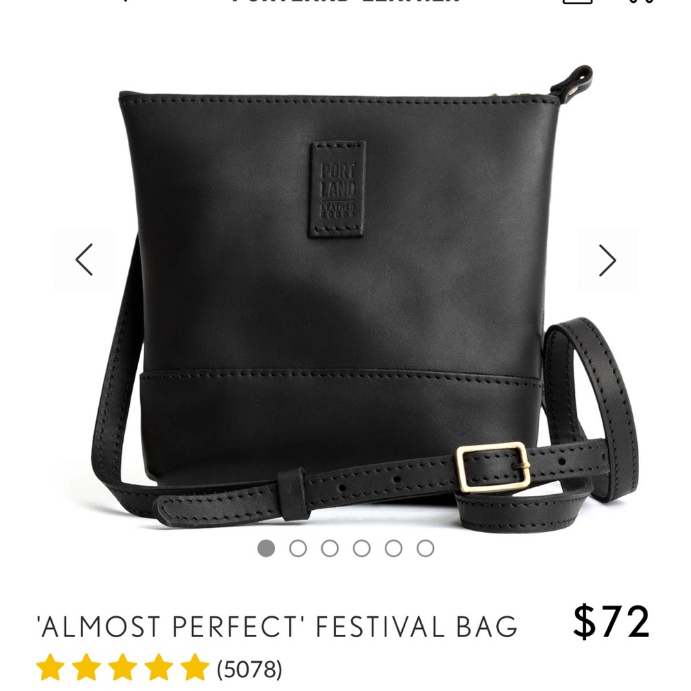 New w/o Tags! Portland Leather Black Crossbody Bag with Adjustable Strap